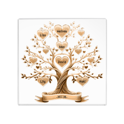 6 Names-Personalised Family Tree Acrylic Keepsake-Custom Text and Names-Acrylic Plaque Home Decoration Gift for Family/Dad/Grandad