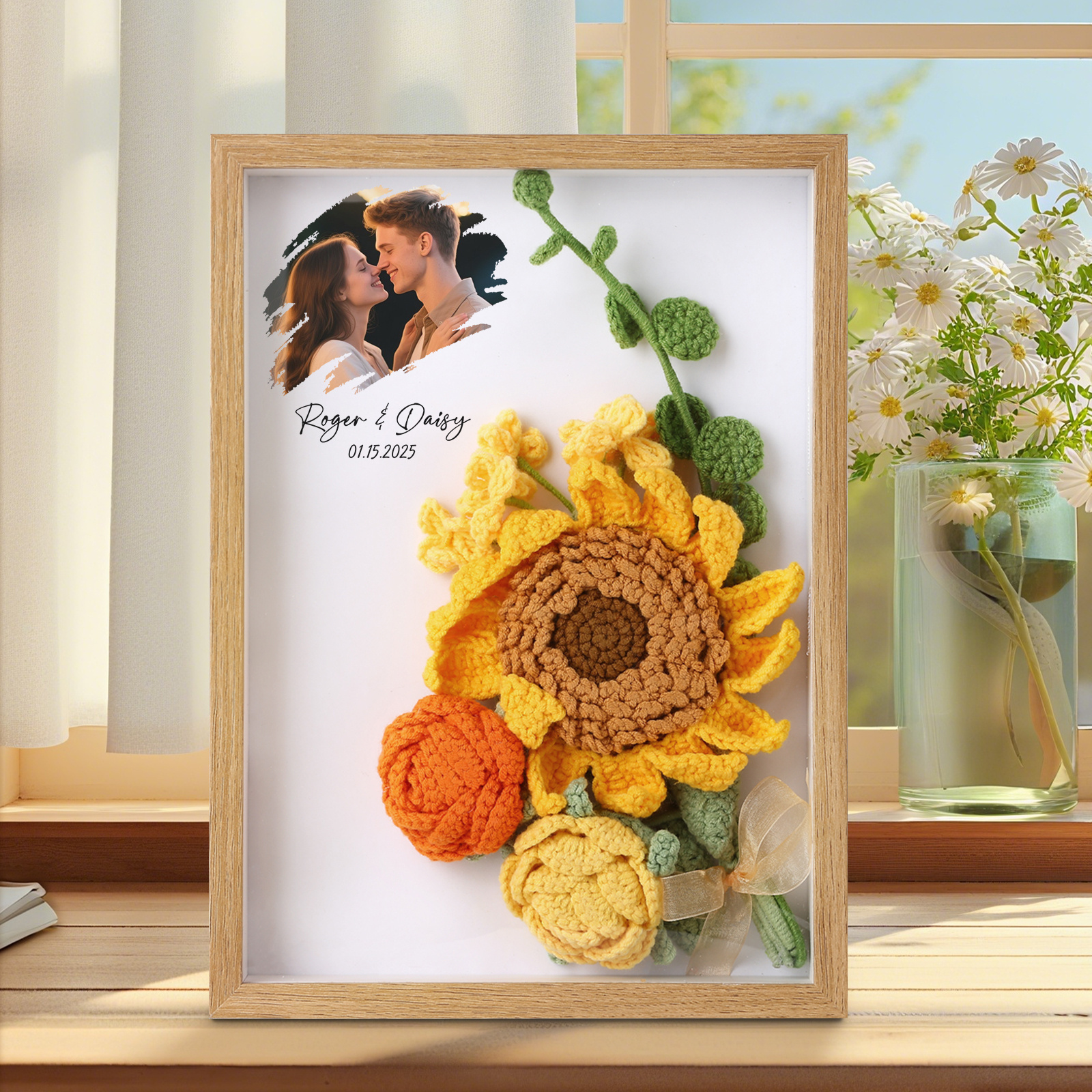 Personalised 3D Tulip Crochet Flower Photo Frame