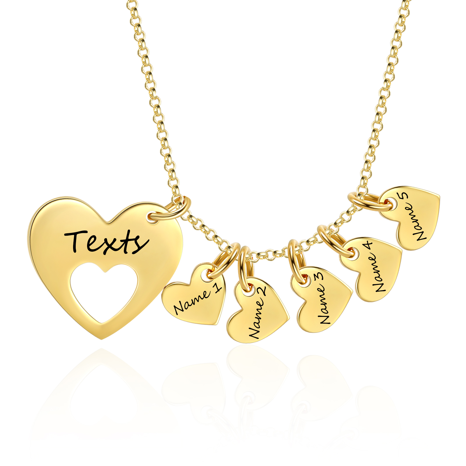 5 Names - Personalised Love Pendant Necklace with Gift Box Customized Name Gift for Her