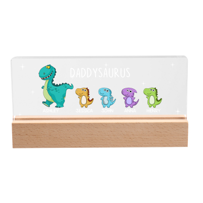 5 Names - Personalised Cute Dinosaur Pattern Beautiful Table Lamp Father's Day Gift for Dad