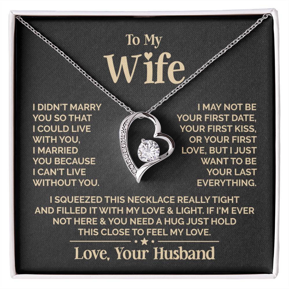 Heart Shaped Women's Necklace with "To My Wife" Message - Valentine’s