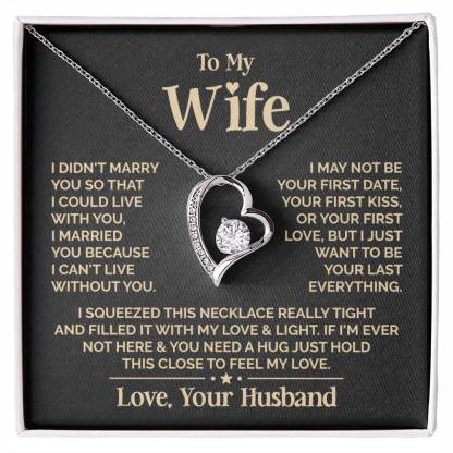 Heart Shaped Women's Necklace with "To My Wife" Message - Valentine’s