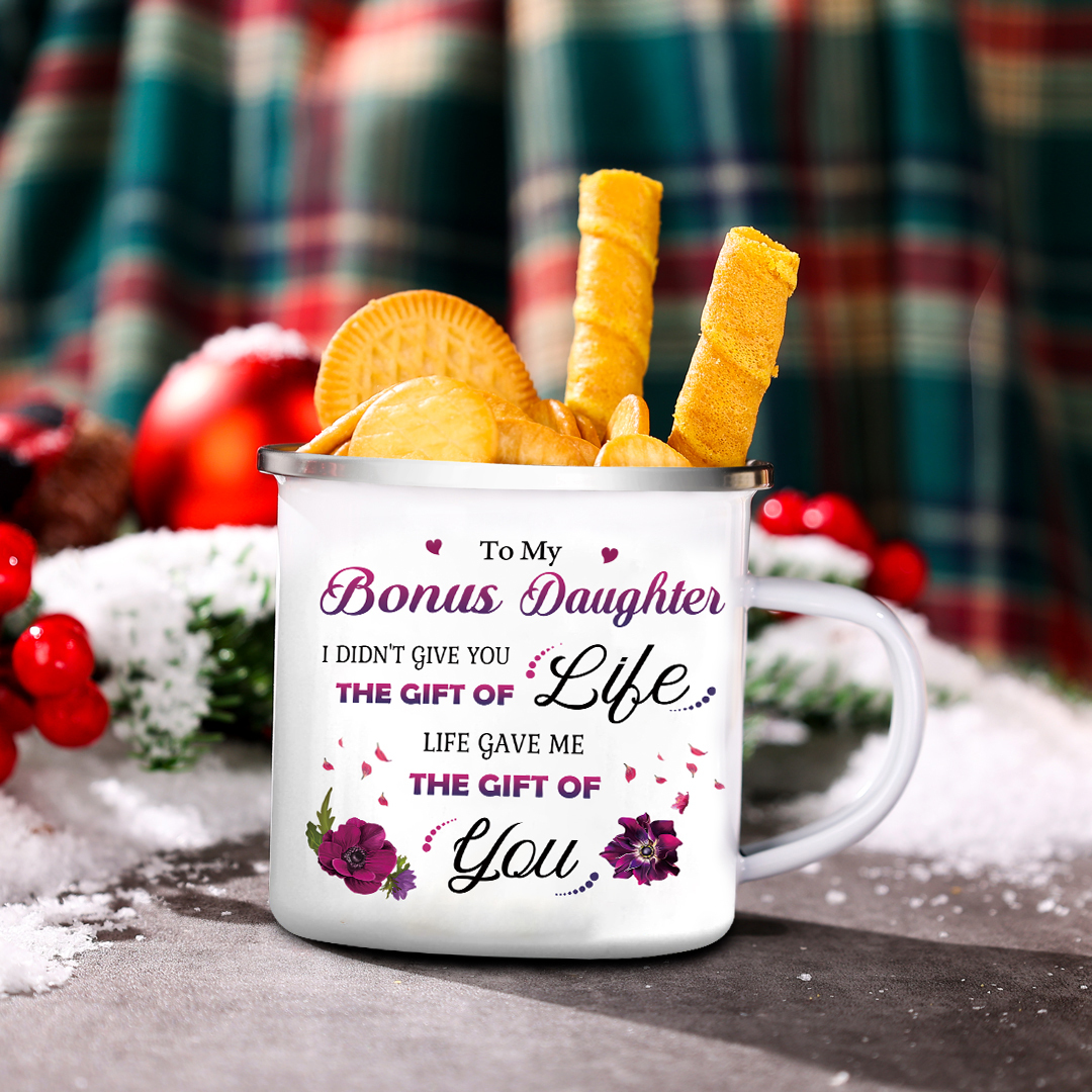 To My Bonus Daughter Mug Set With Gift Box Christmas Birthday Gift Ceramic Coffee Mug for Daughter