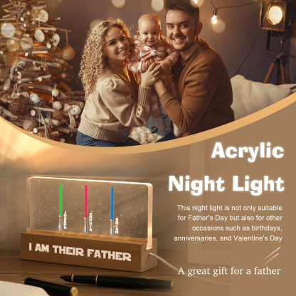 Personalised Star Wars Logo Father's Day Gift - I'm Their Dad - Table Lamp with 3 Names
