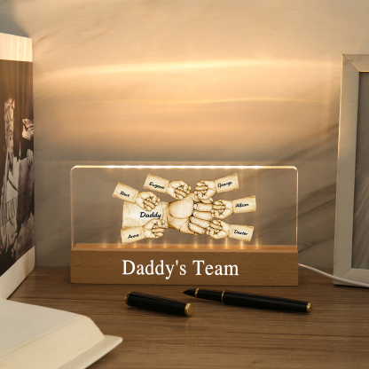7 Names - Personalised Fist Bump Pattern Table Lamp Customized Text Father's Day Gift for Dad