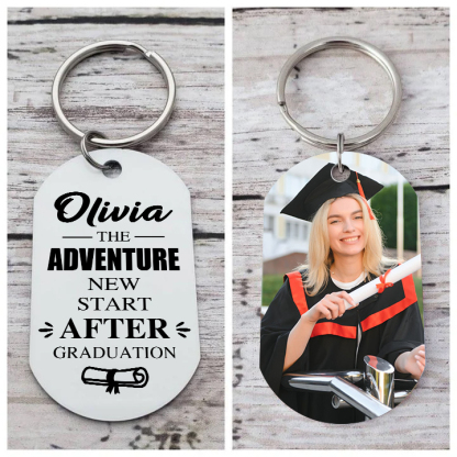 Personalised Name & Photo Exquisite Graduation Keyring Gift For Her/Him-Happy Graduation