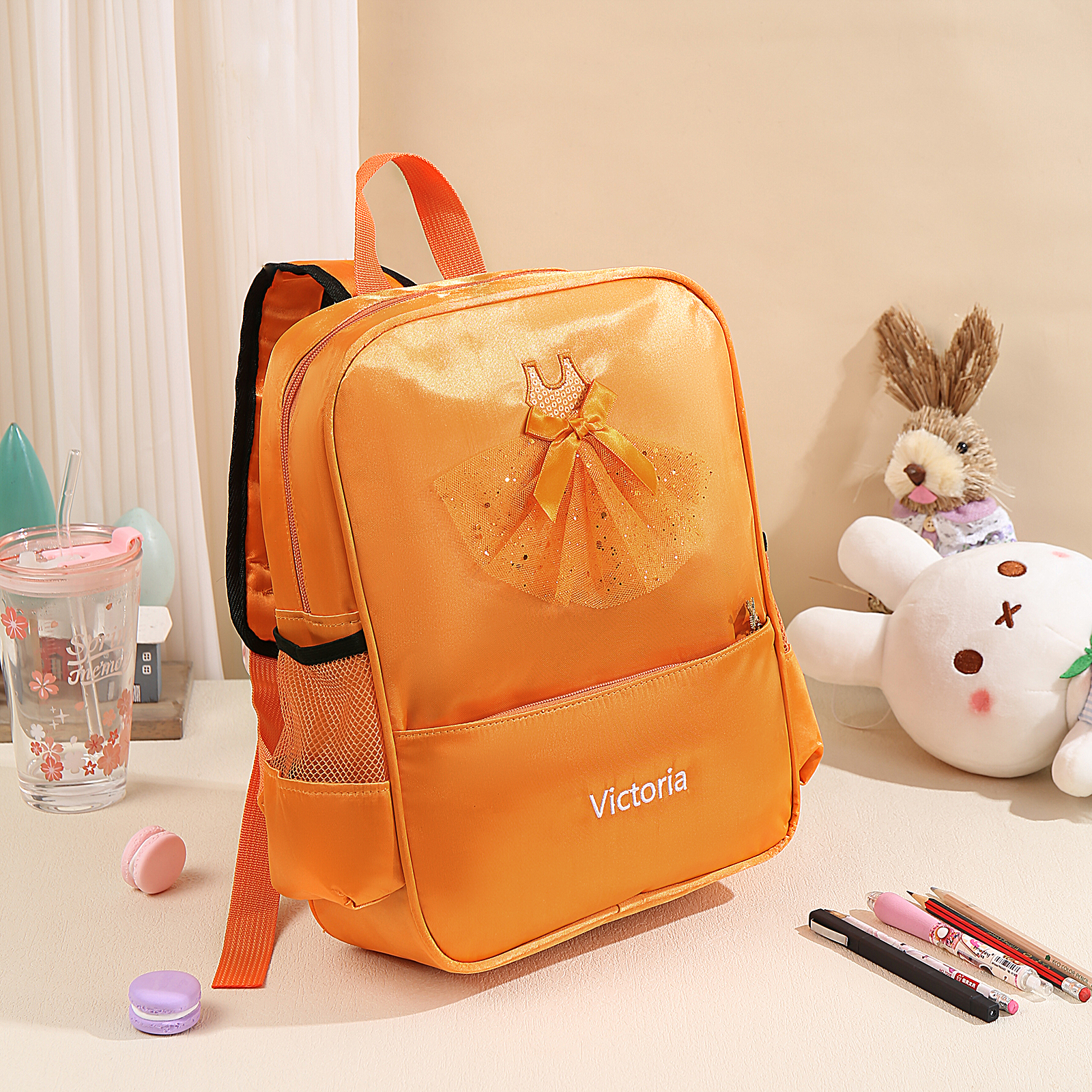 Personalised Name Band Princess Dress Accessories Satin Children Backpack Back To School Gift