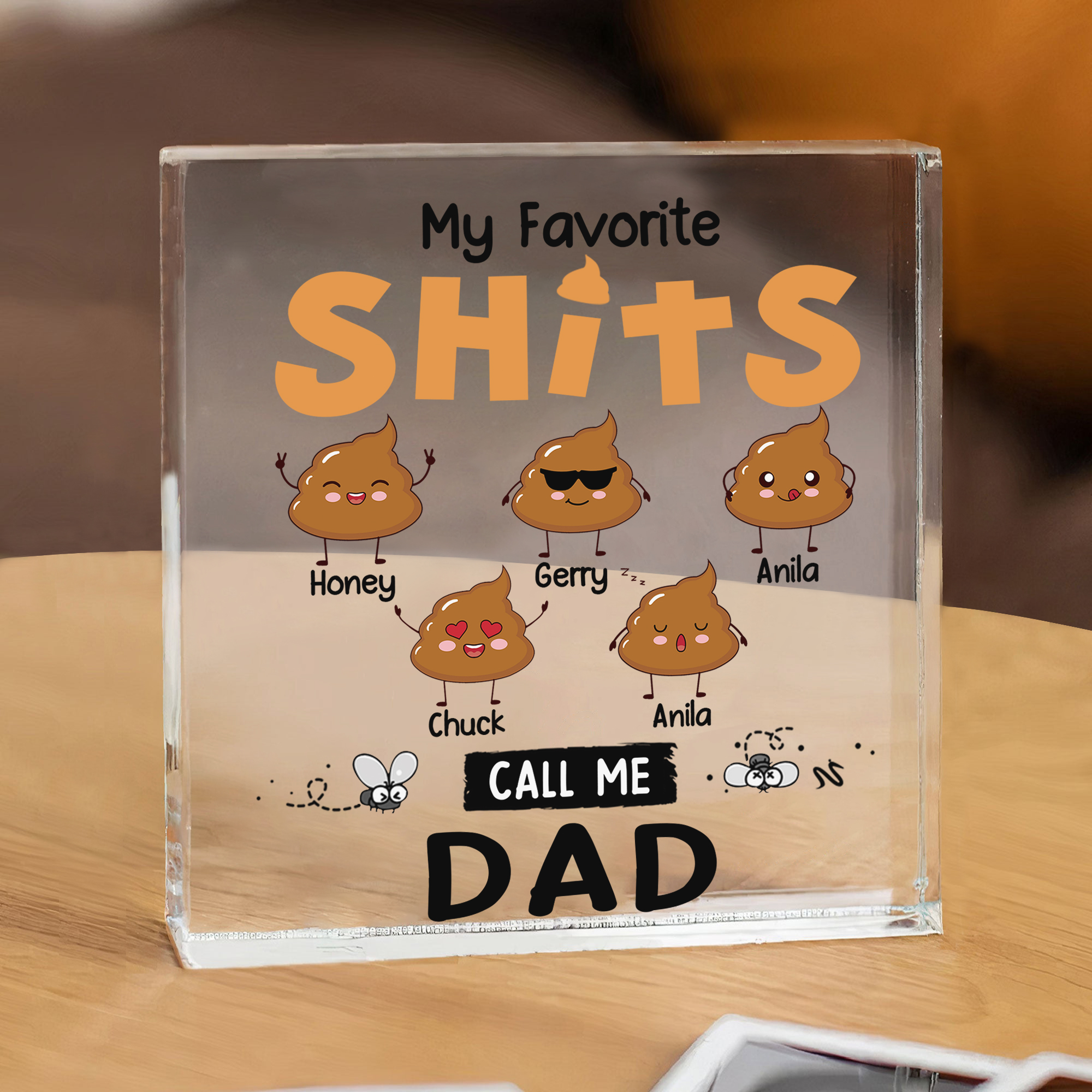 5 Names - Personalised Monster and Shit Style Custom Name Acrylic Ornament Father's Day Gift for Dad