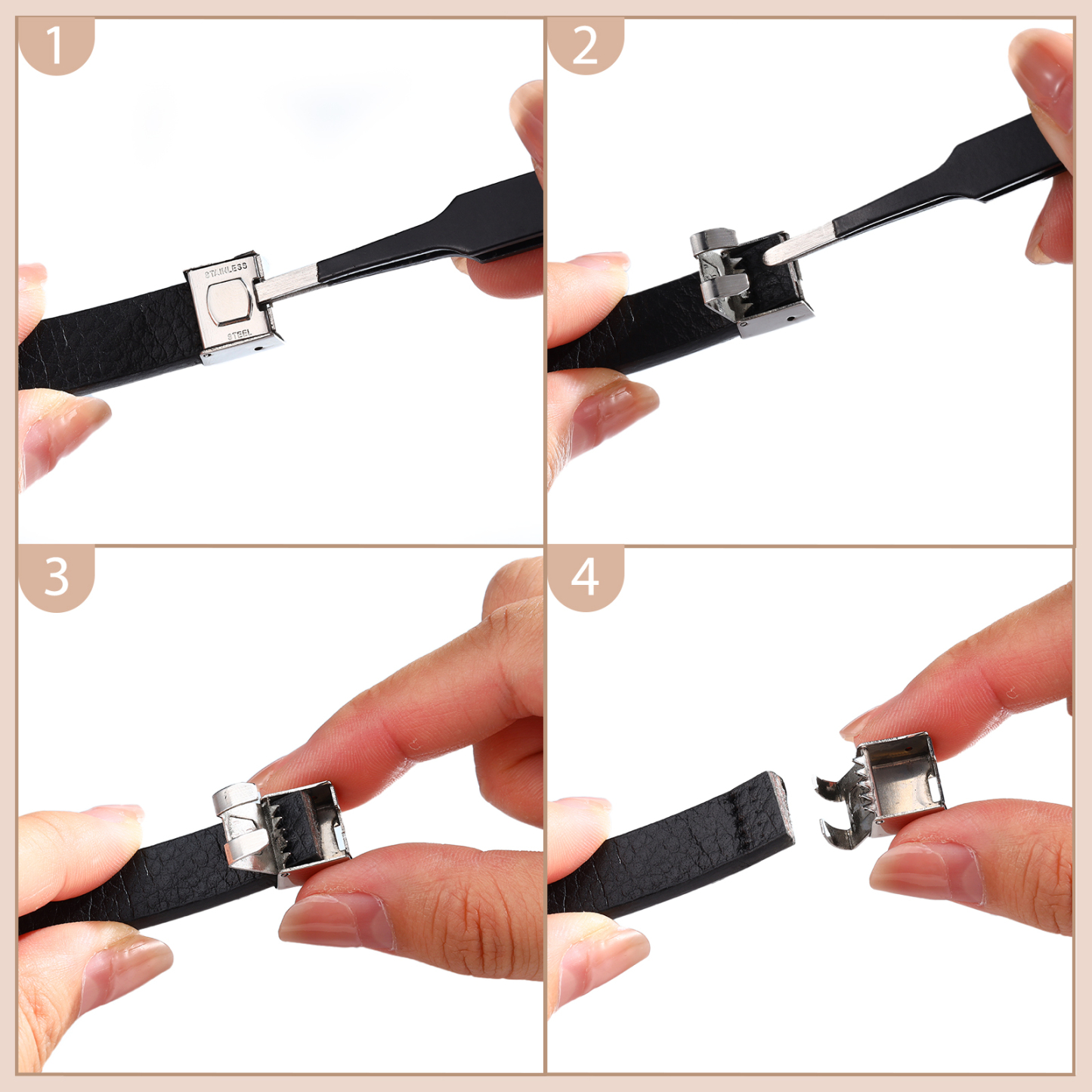 5 Names Personalised Stainless Steel Leather Bracelet Engraved Name Men's Bracelet Gift for Dad