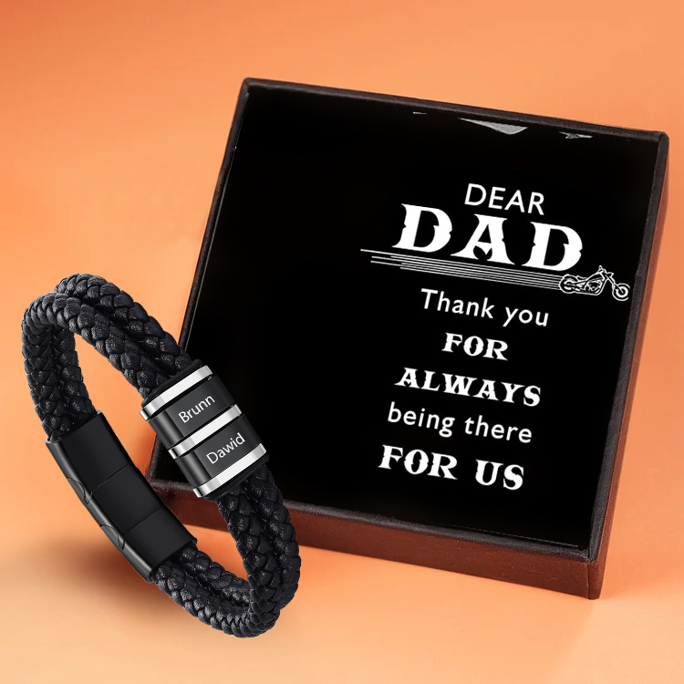 Personalised 1-5 Names Bead Bracelet Custom Men's Bracelet With Gift Box Engraved Name Personalised Gift for Him