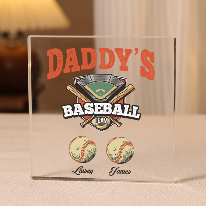 2 Names - Personalised Baseball Acrylic Keepsake Customized Name Acrylic Plaque Decoration Father's Day Gift for Dad