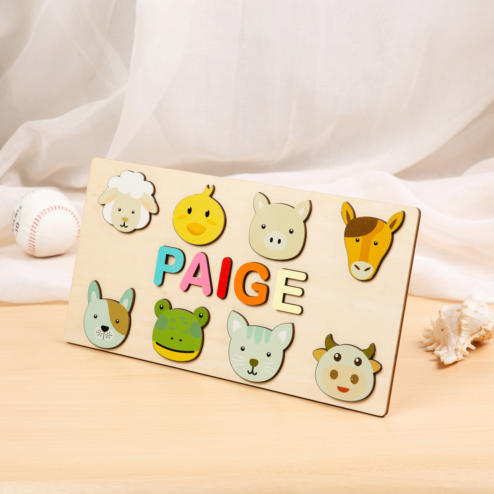 Personalized Wooden Name Puzzle Custom Animal Wood Puzzle with Kids Name Wooden Pegged Puzzles Educational Toy Gift for Toddlers Preschool Children Alphabet Early Learning Jessemade UK