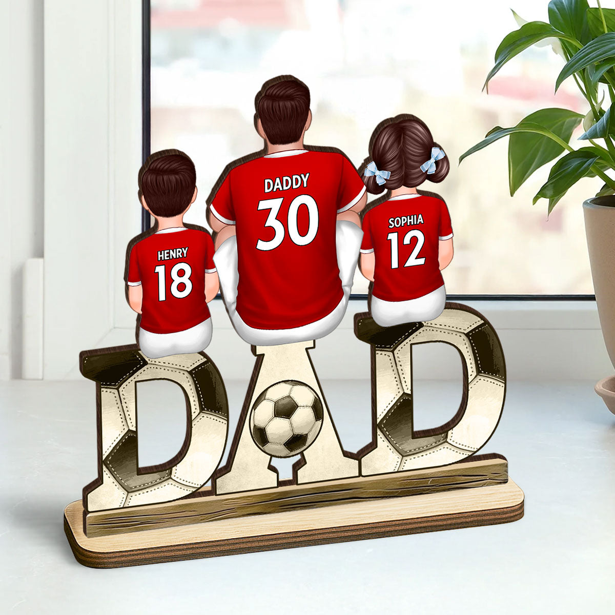 2-5 Names Personalised Football Dad Ornament - Custom Decoration Plaque for Father | Jessemade