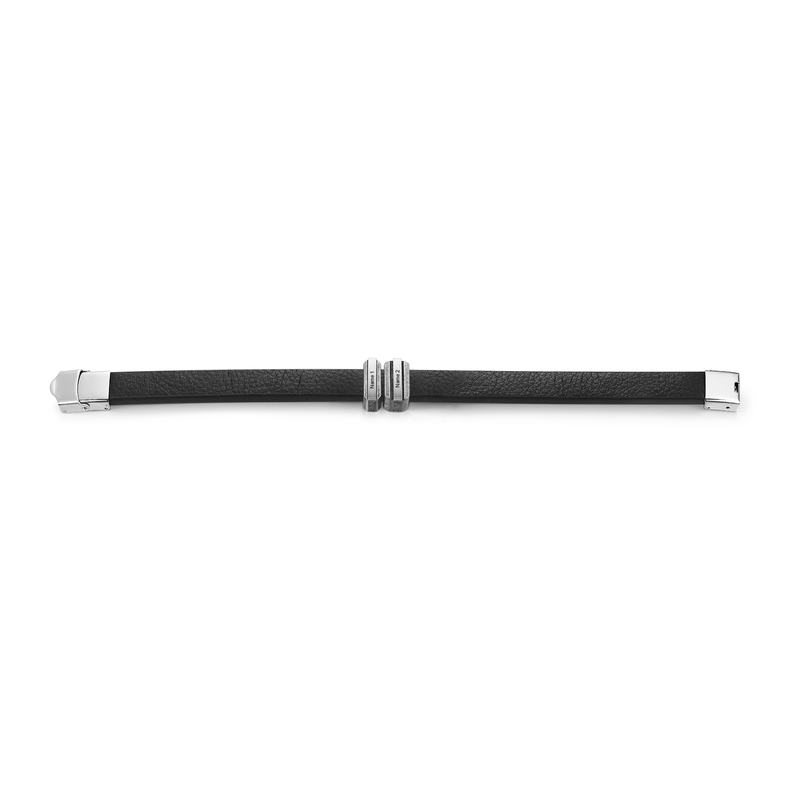 2 Names Personalised Stainless Steel Leather Bracelet Engraved Name Men's Bracelet Gift for Dad