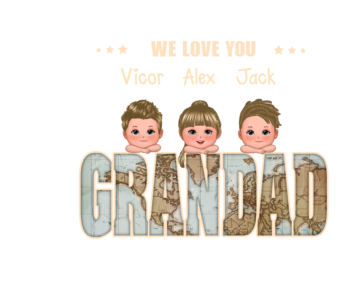 Personalised Leather Wallet Custom 1-5 Names and Cartoon Characters for Granddad | Jessmade