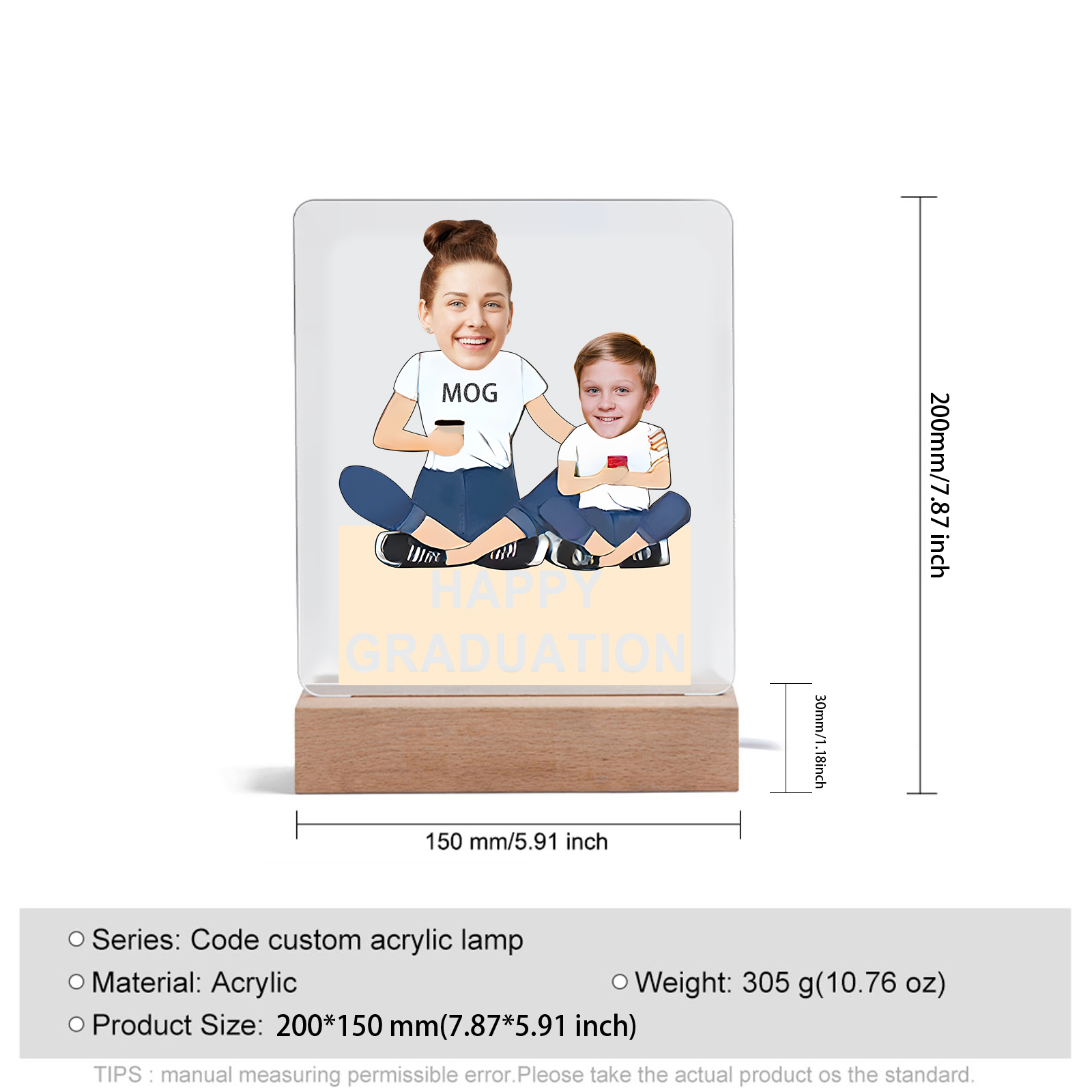 2024 Graduation Gifts - Personalised Photo Family Night Light Custom Text LED Light Graduation Gift for Son/Daughter