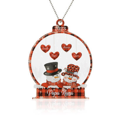 4 Names-Personalised Family Acrylic Christmas Xmas Tree Decoration Ornament-Custom 4 Names And Text Hanging Ornament Gifts For Family