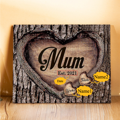 2 Names-Personalised Mum Wooden Ornament Custom Names Home Decoration  - Mother's Day Gift For Mum