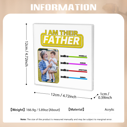 4 Names - Personalised Custom Name & Photo Acrylic Ornament - I AM THEIR FATHER- Father's Day Gift for Dad