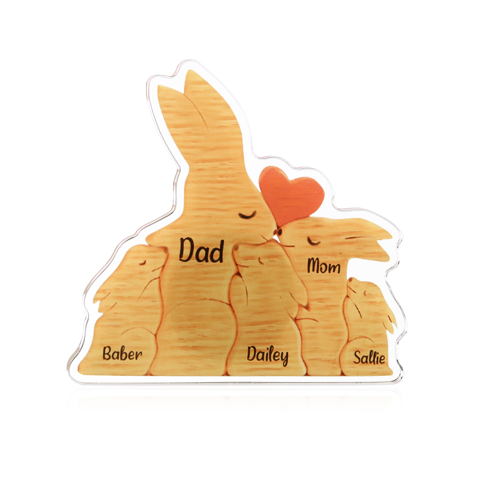 5 Names Personalised Family Acrylic Fridge Stickers-Custom 5 Names Rabbit Hug Refrigerator Magnet Gifts For Family-Special Home Decoration – UK