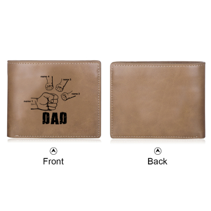 Personalised 4 Names Fist Bump Gift Set Custom Wallet & Keychain & Pen Gift Box Set Father’s Day Gift