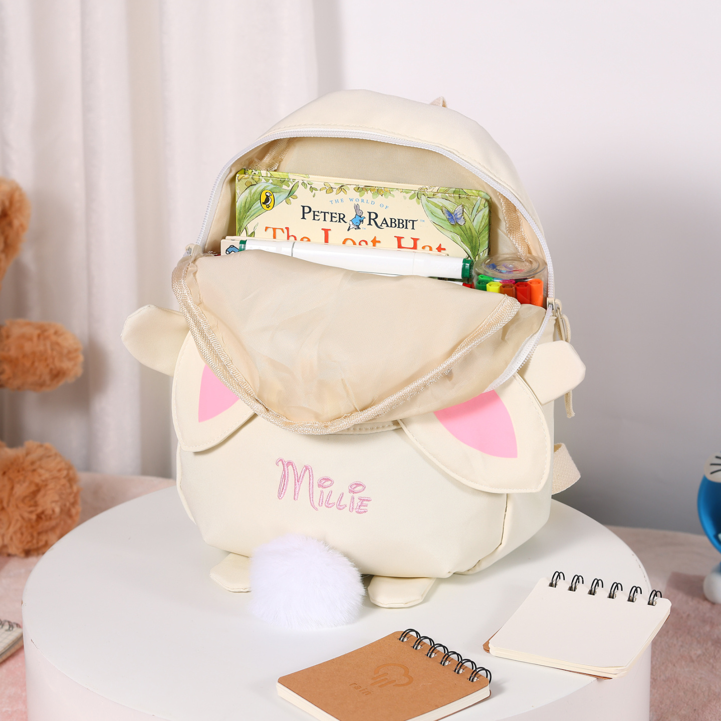 Personalised Name School Backpack Custom Cute Rabbit Bag Gift 5 Colours Back to School Gift | Jessemade