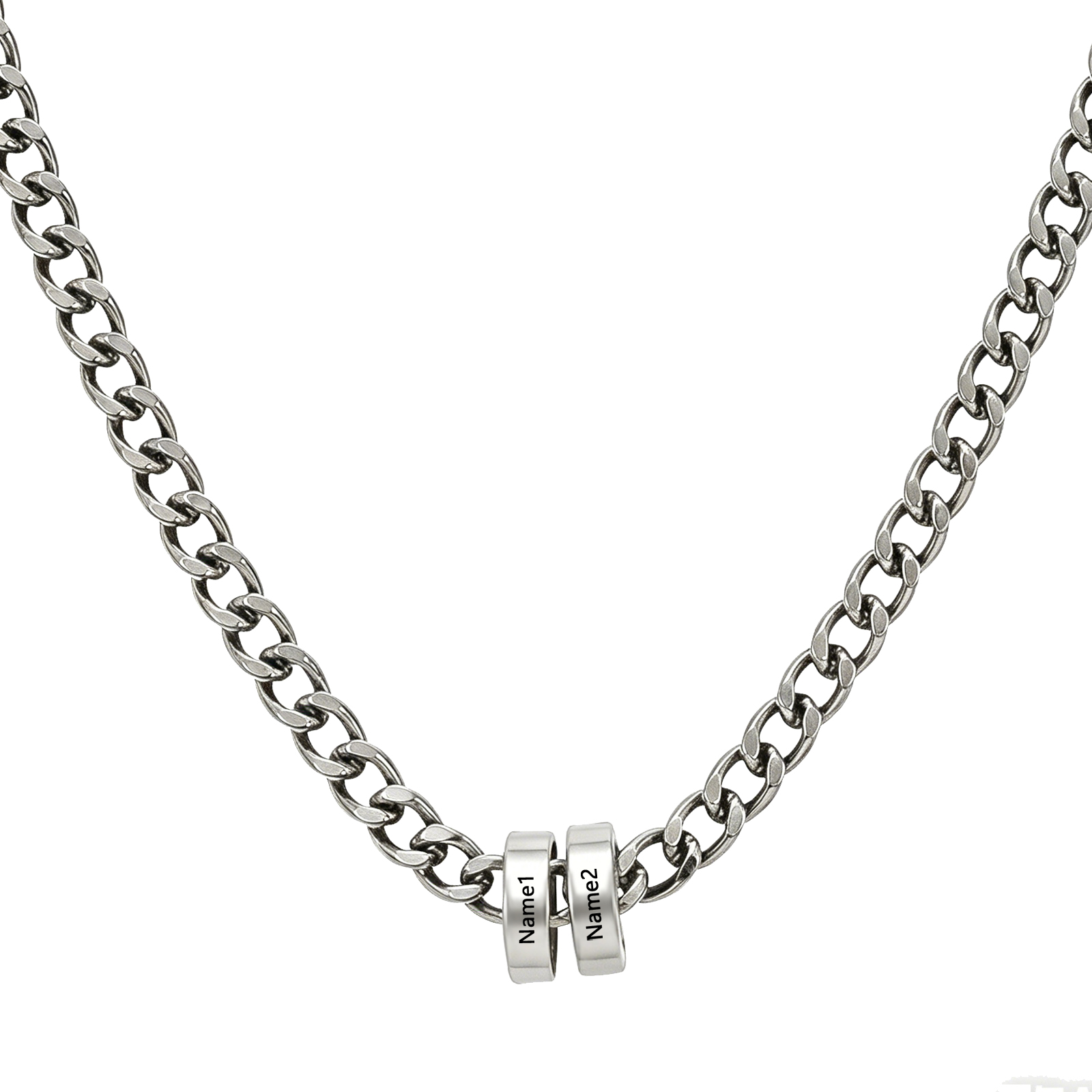 Personalised Stainless Steel Curb Chain 2-6 Names Necklace For Men Dad Husband
