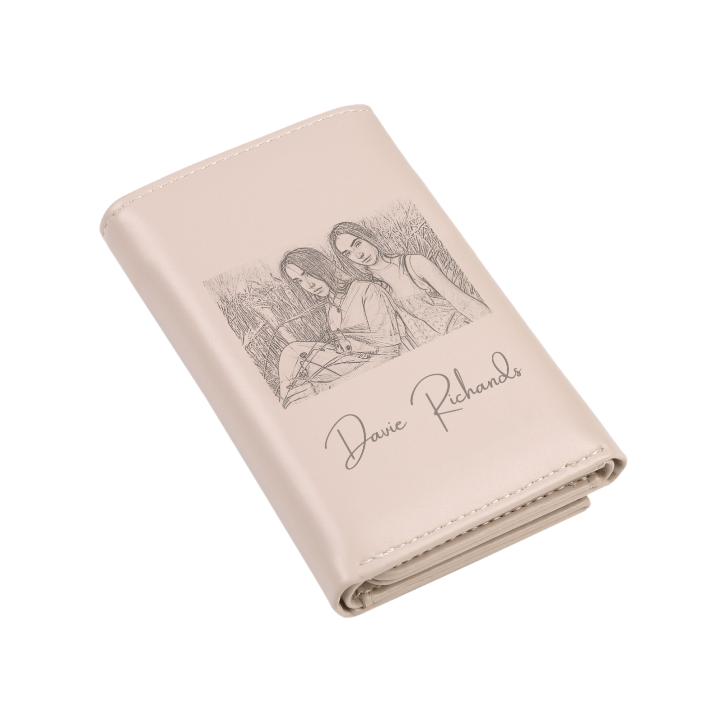 Custom Purse-Personalised Photo Quality Leather Folding Zip Wallet Custom Text Wallet Gift for Her