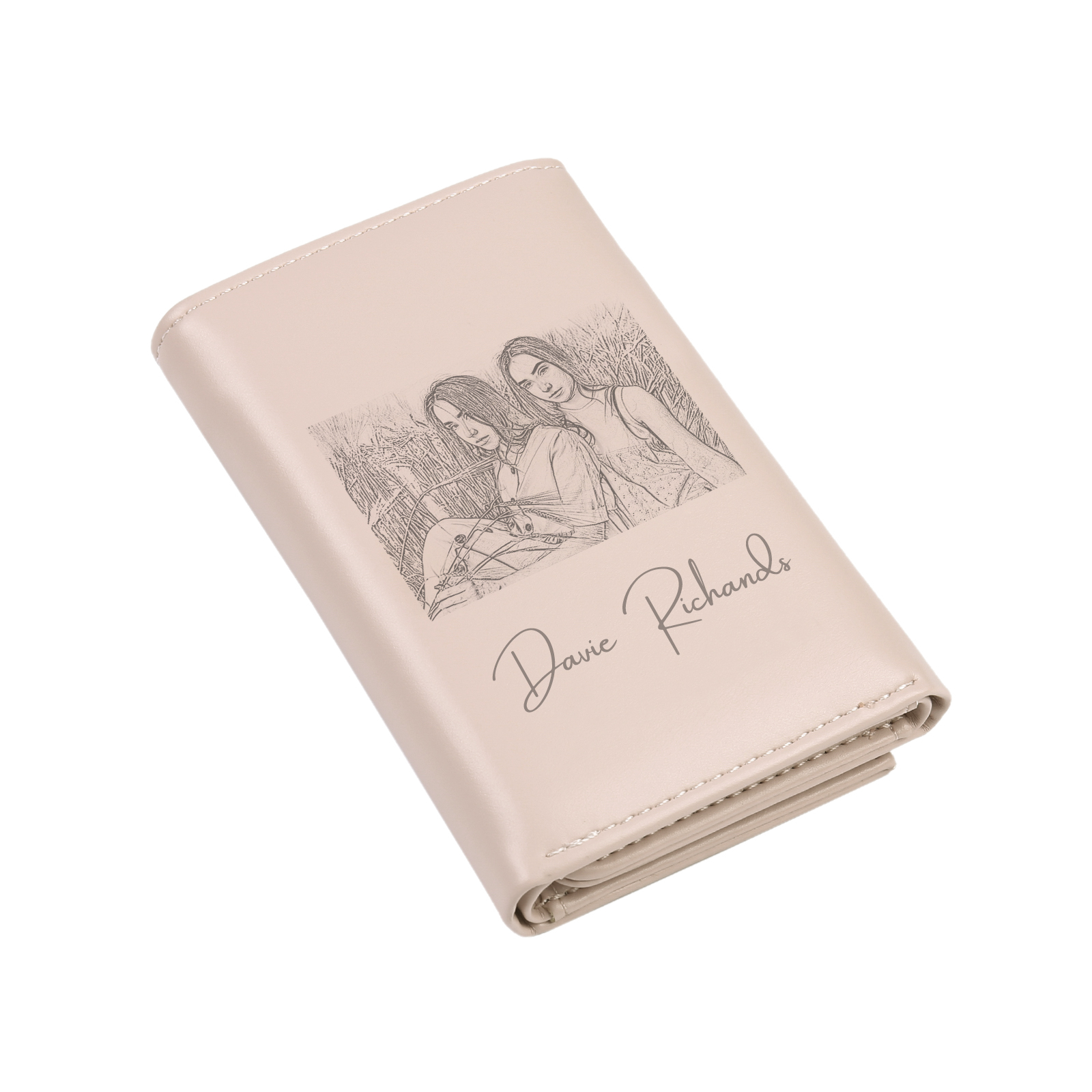 Custom Purse-Personalised Photo Quality Leather Folding Zip Wallet Custom Text Wallet Gift for Her