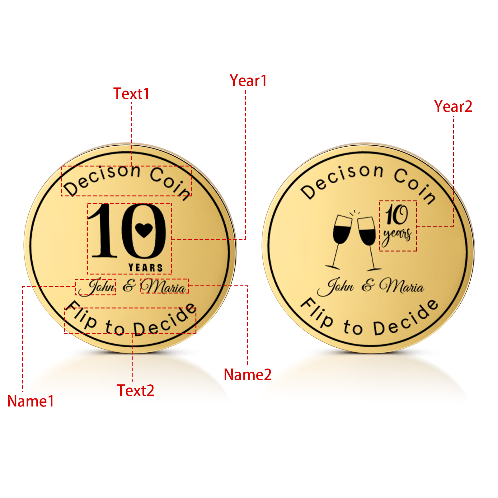 2 PCS Personalized Name Stainless Steel Commemorative Coin Custom Anniversary Special Gift