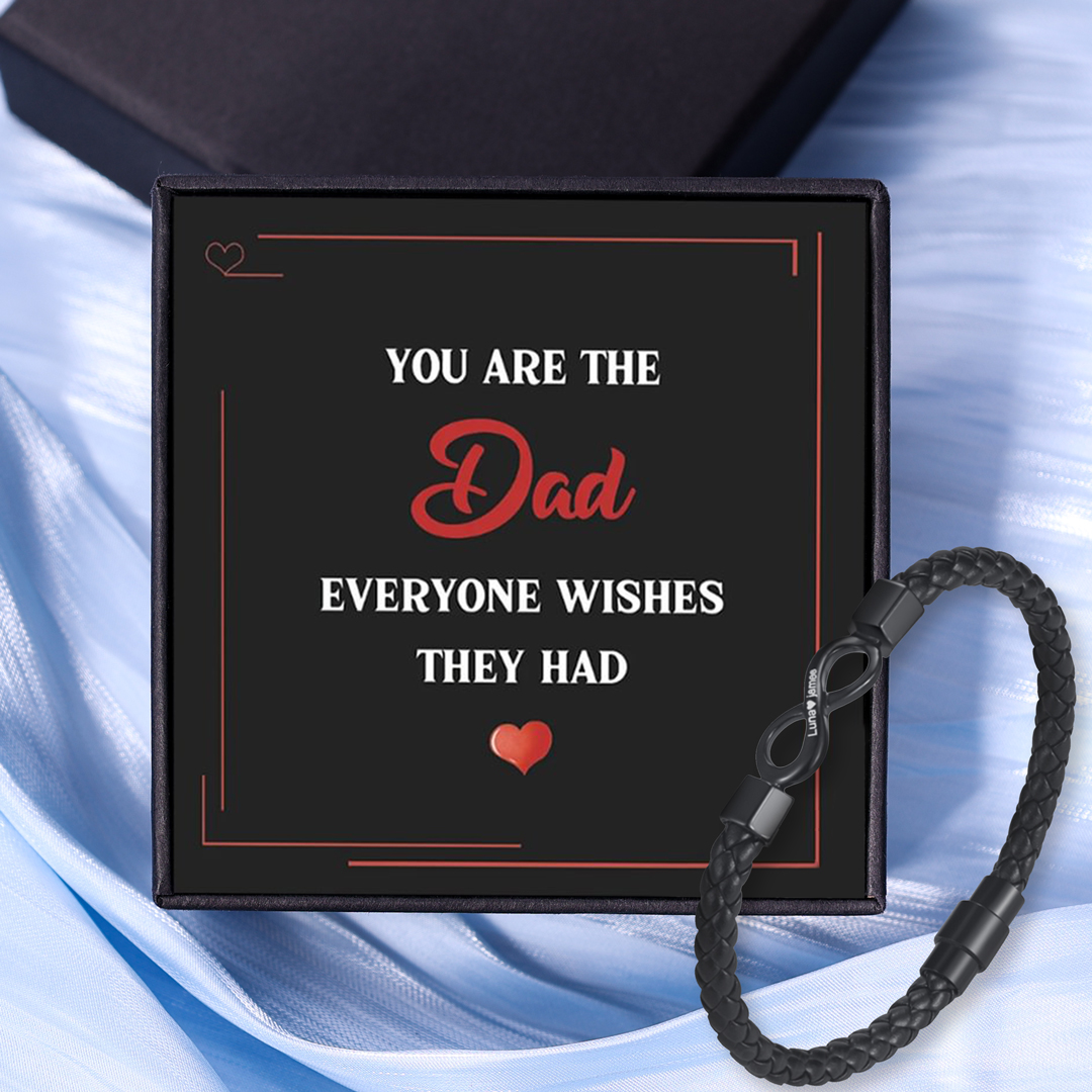 Personalised Custom Name Leather Bracelet Gift Set, Custom Name Men's Bracelet Gift for Dad