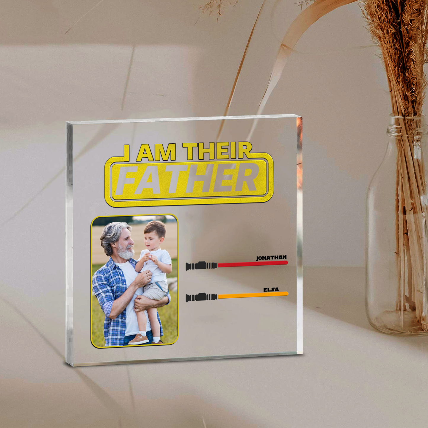 2 Names - Personalised Custom Name & Photo Acrylic Ornament - I AM THEIR FATHER- Father's Day Gift for Dad