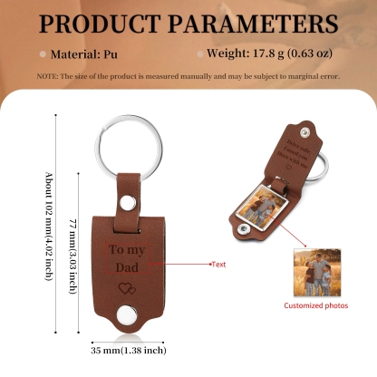 Personalised Text & Photo Men's Leather Keyring - Drive Safely - For Dad