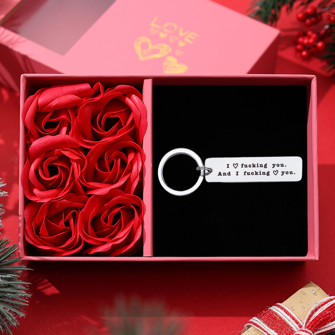 Funny Couple Keychain I Love F❤cking You and I F❤cking Love You Key Ring for Couple