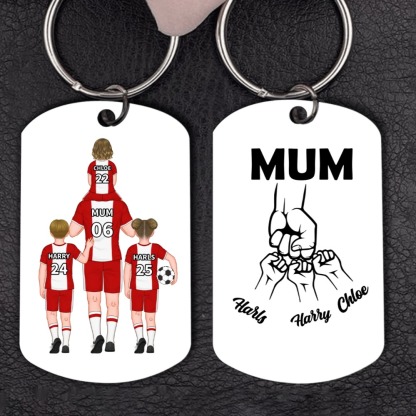 1-3 Names-Personalised Dad's Football Team Fist Keychain Custom Names Gift For Dad/Grandad