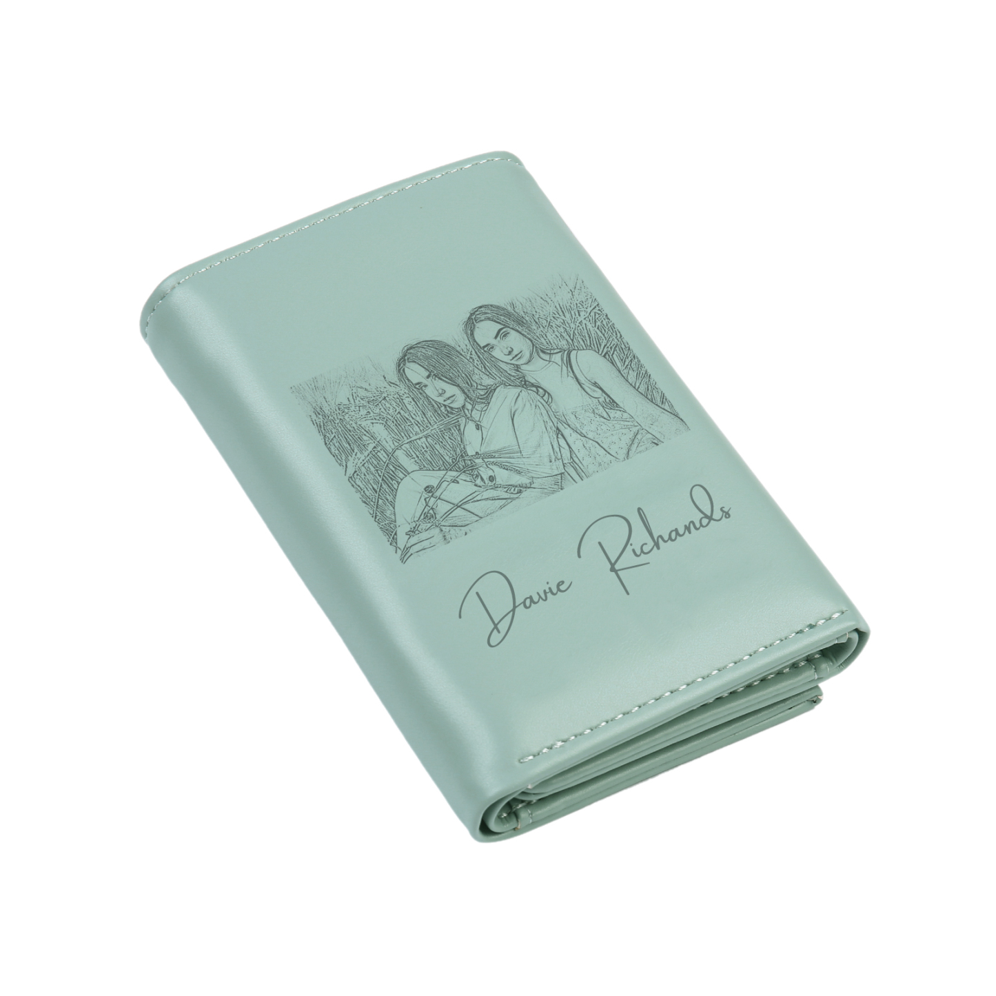Custom Purse-Personalised Photo Quality Leather Folding Zip Wallet Custom Text Wallet Gift for Her