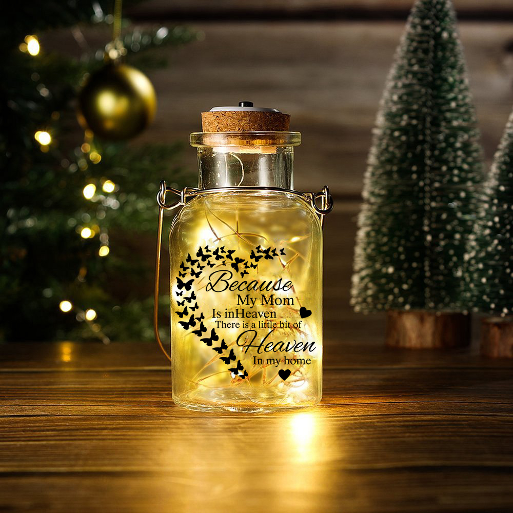 Custom Memorial Jar Night Light There Is A Little Bit Of Heaven In My home LED Lamp