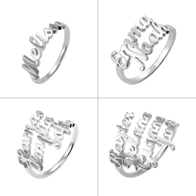 Personalised Name Ring Custom 4 Names Ring Gifts for Women