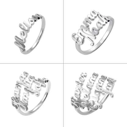 Personalised Name Ring Custom 4 Names Ring Gifts for Women