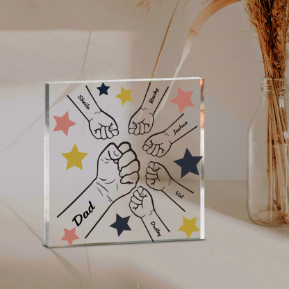 6 Names - Personalised Fist Bump Family Acrylic Keepsake Customized Name Acrylic Home Decor Gift for Dad
