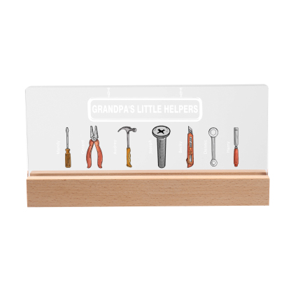 7 Names - Personalised Repair Tool Pattern Table Lamp Customized Text Father's Day Gift for Grandad/Dad