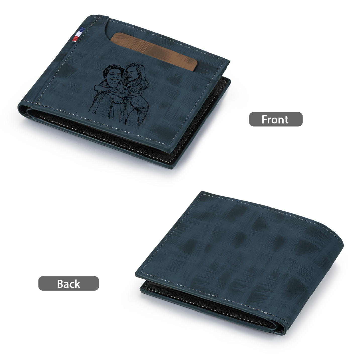 Personalized Custom Photo Leather Men's Wallet Custom Name Folding Wallet for Dad