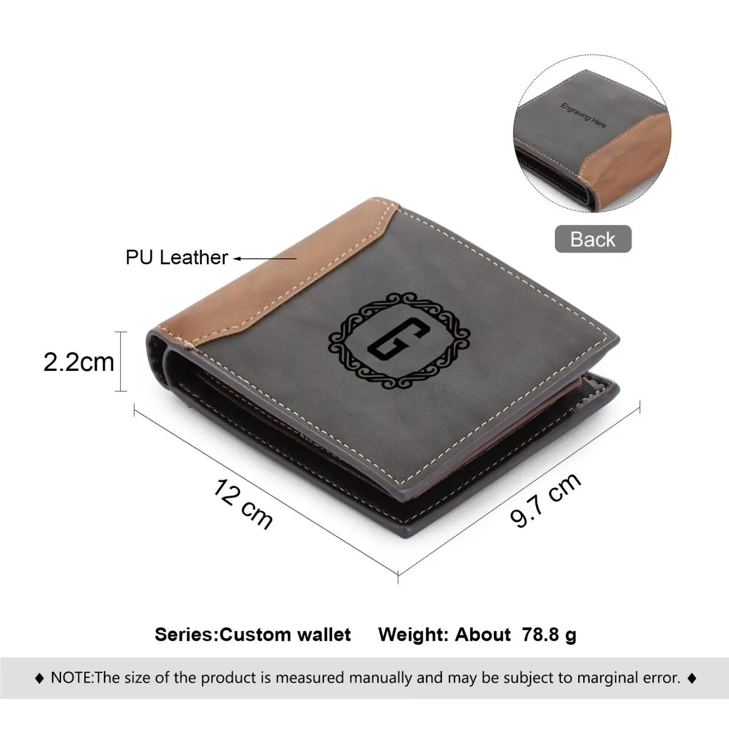 Personalised Leather Wallet Engraved Letter Short Wallet Custom Folding Wallet Gifts For Men