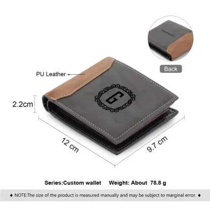 Personalised Leather Wallet Engraved Letter Short Wallet Custom Folding Wallet Gifts For Men