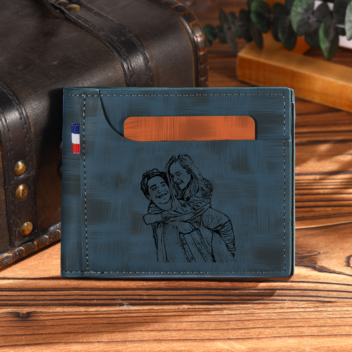 Personalized Custom Photo Leather Men's Wallet Custom Name Folding Wallet for Dad