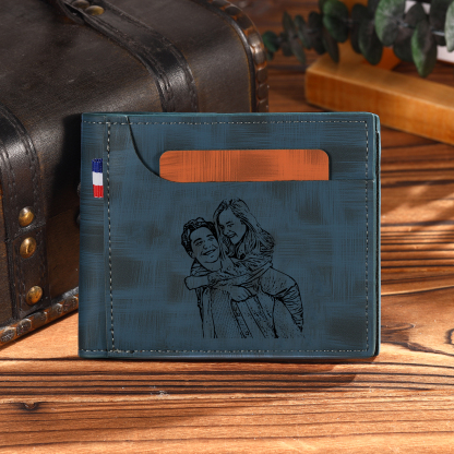 Personalized Custom Photo Leather Men's Wallet Custom Name Folding Wallet for Dad