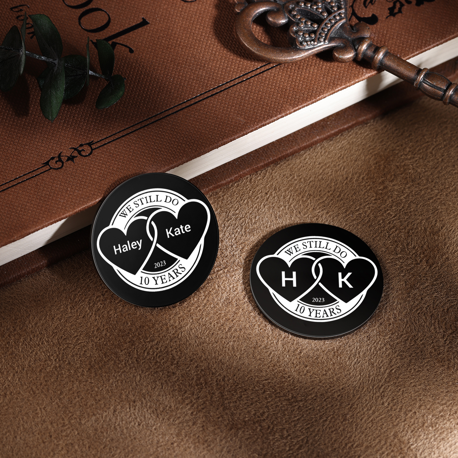 2 PCS Personalized Name Stainless Steel Couple Coin Custom Anniversary Special Gift