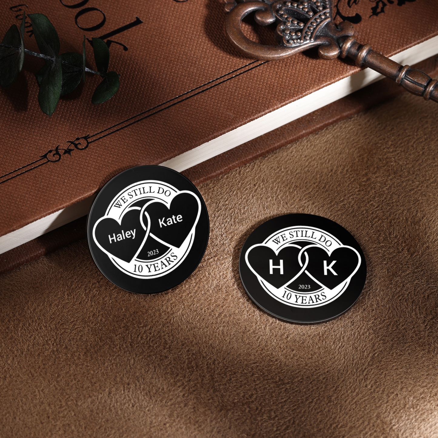 2 PCS Personalized Name Stainless Steel Couple Coin Custom Anniversary Special Gift