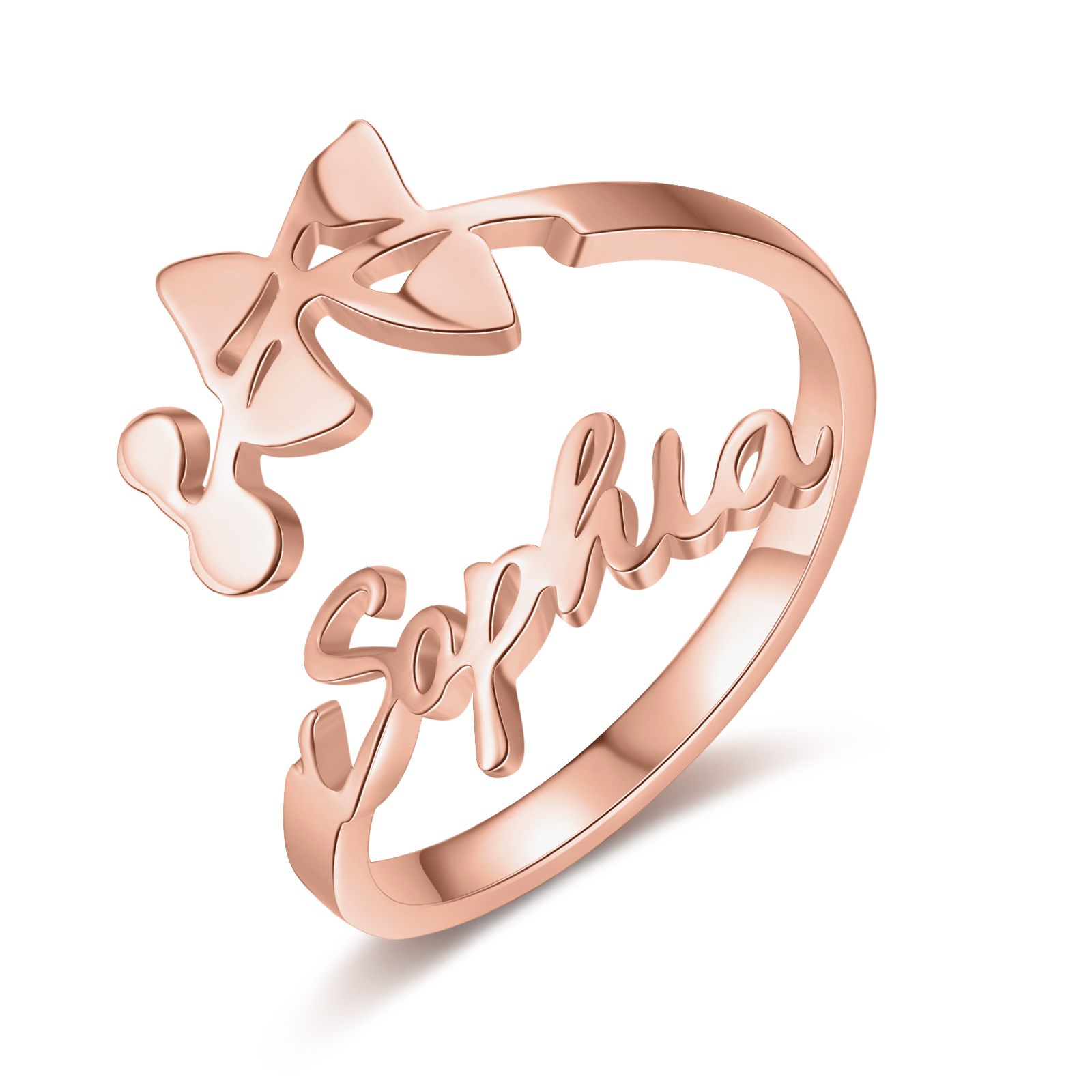 Personalized May Birth Flower Ring With Name Gifts For Her