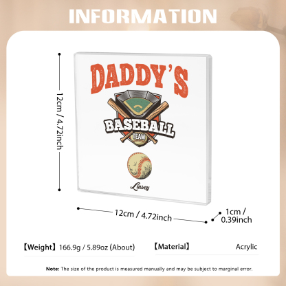 1 Name - Personalised Baseball Acrylic Keepsake Customized Name Acrylic Plaque Decoration Father's Day Gift for Dad